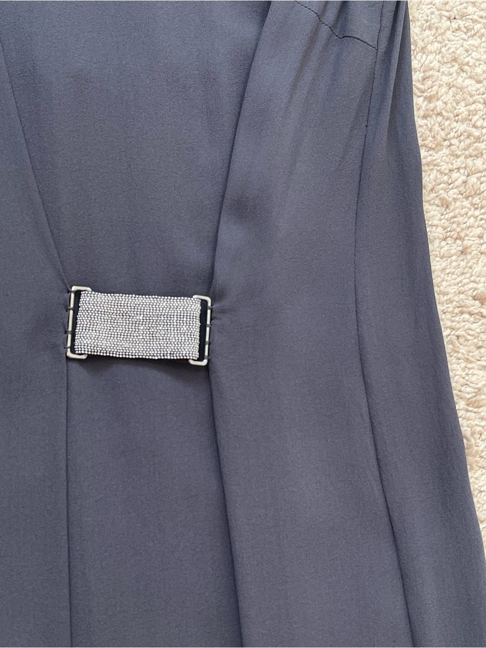 Brunello Cucinelli Draped Silk Mockneck Gray Cap Sleeve Monili Tunic Mini Dress - Picture 9 of 16